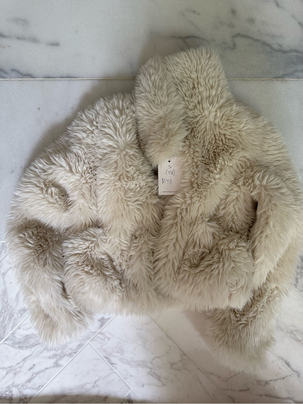 Katie J NYC Plush Faux Fur Shrug - Cream